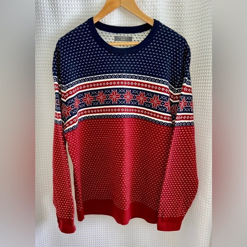 2/40$‎ Men’s Denver Hayes knit Nordic pattern crewneck Sweater size XL
